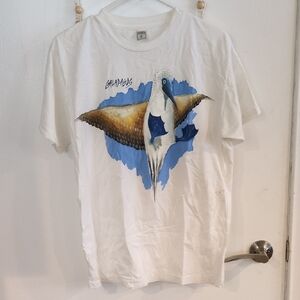 White Graphic T-Shirt with Bird Design